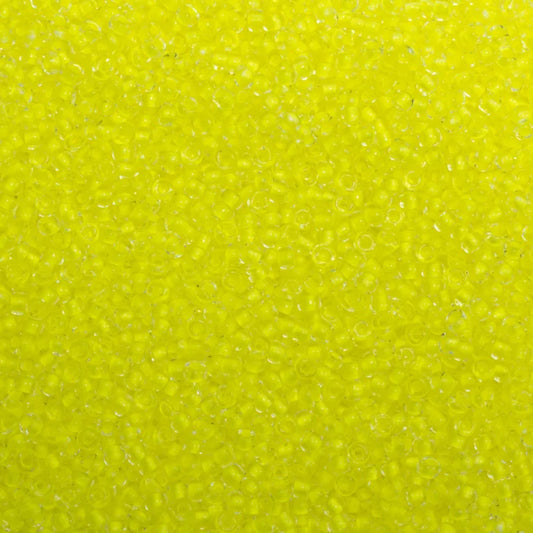 79-LN-1001 Czech Seed Beads, sz 10 Transparent Crystal Neon Yellow Lined (loose)