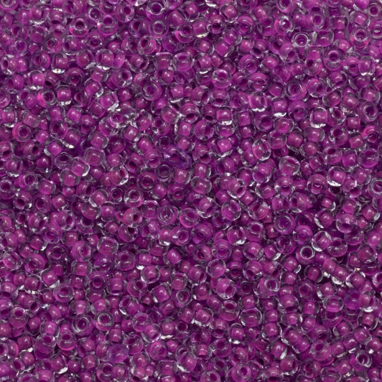 79-LN-1005L Czech Seed Beads, sz 10 Transparent Crystal Neon Violet Lined (loose)