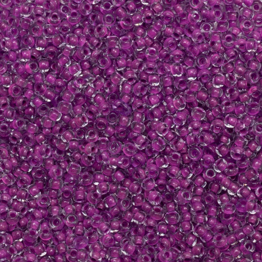 79-LN-1005L Czech Seed Beads, sz 10 Transparent Crystal Neon Violet Lined (loose)