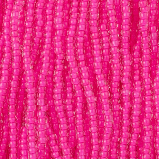 79-LN-1103S Czech Seed Beads, sz 11 – Transparent Neon Pink (strung)