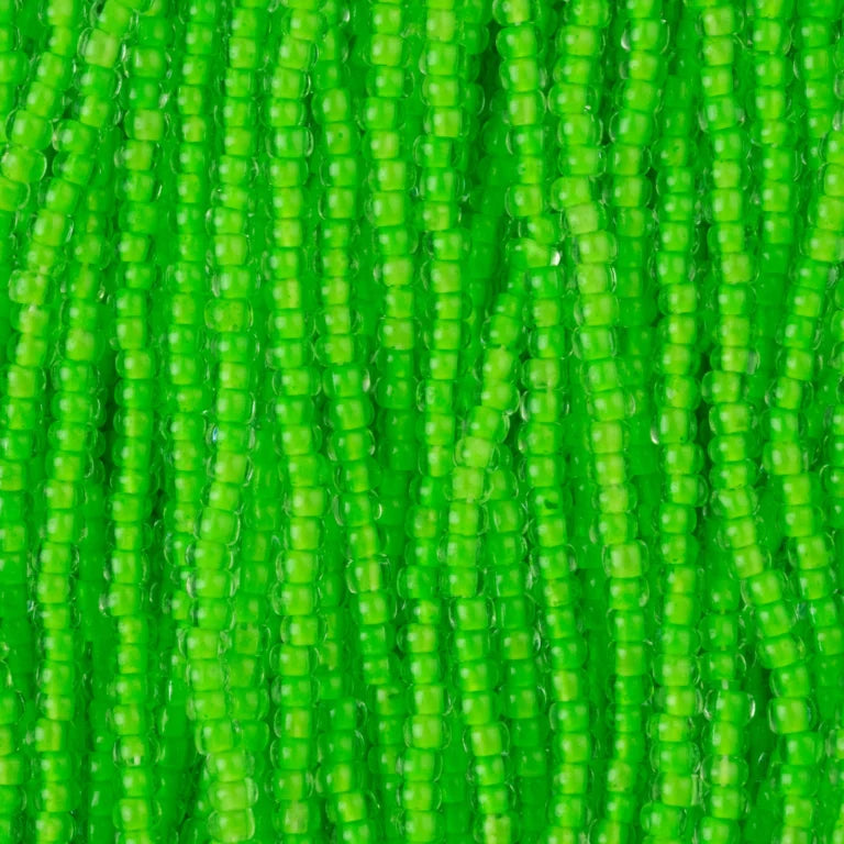 79-LN-1104S Czech Seed Beads, sz 11 – Transparent Neon Green (strung)