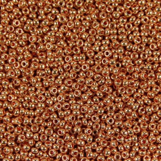 79-M-1005L Czech Seed Beads, sz 10 Metallic Orange (loose).webp