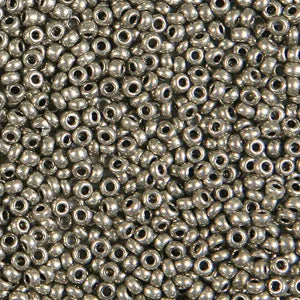 79-M-1013L Czech Seed Beads, sz 10 Metallic Grey (loose).