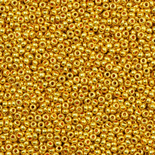 79-M-1018L Czech Seed Beads, sz 10– Metallic Gold Iris (loose)