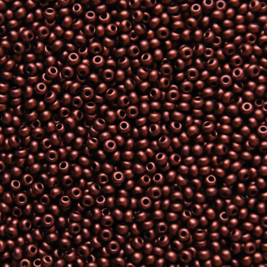 79-M-1022L Czech Seed Beads, sz 10 – Metallic Soft Dark Copper (loose)
