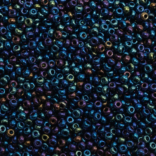 79-M-1026L Czech Seed Beads, sz 10 – Metallic Navy Iris (loose)