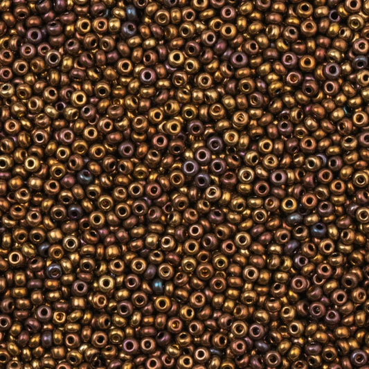 79-M-1030L Czech Seed Beads, sz 10 Metallic Dark Copper (loose) 20g 12.webp