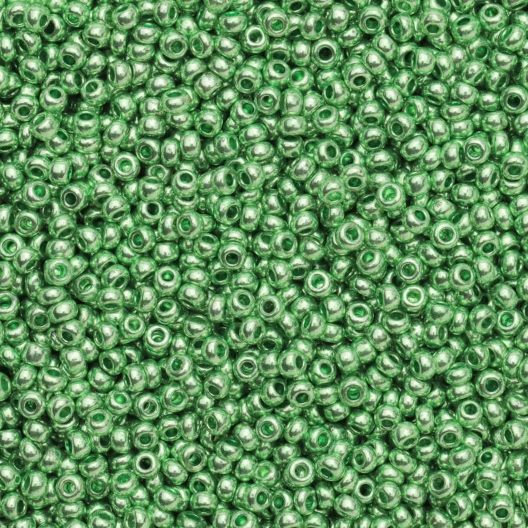 79-M-1043L Czech Seed Beads, sz 10  Metallic Green (loose)