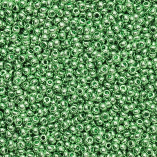79-M-1043L Czech Seed Beads, sz 10  Metallic Green (loose)