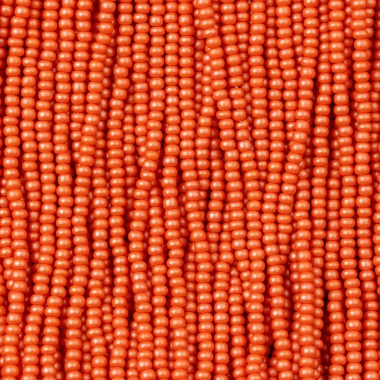 79-PL-1104S Czech Seed Beads, sz 11 PermaLux Dyed Chalk Orange (strung)