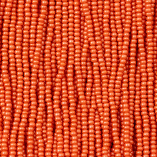 79-PL-1104S Czech Seed Beads, sz 11 PermaLux Dyed Chalk Orange (strung)