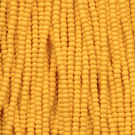 79-PL-1132S Czech Seed Beads, sz 11 PermaLux Dyed Chalk dark yellow Matte (strung)
