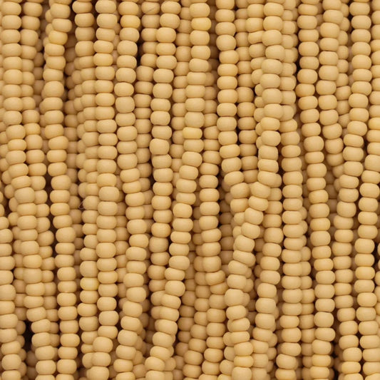 79-PL-1133S Czech Seed Beads, sz 11 PermaLux Dyed Chalk mustard Matte (strung)