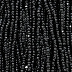 79O11106S Czech Seed Beads, 11 Charlotte – Opaque Black (strung)