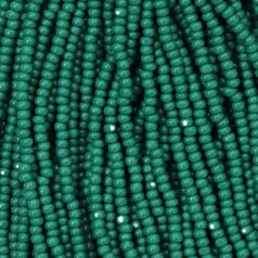 79O11119S Czech Seed Beads, 11 Charlotte – Opaque Dark Green (strung)
