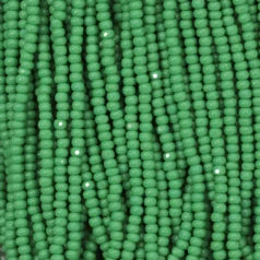 79O11120S Czech Seed Beads, 11 Charlotte – Opaque Green (strung)
