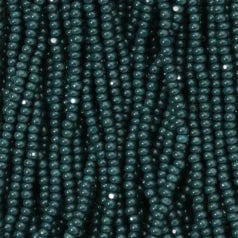 79O11121S Czech Seed Beads, 11, Charlotte – Opaque Olive Green (strung)