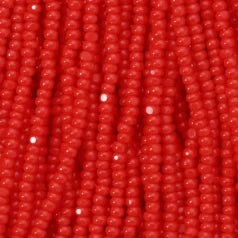 79O11135S Czech Seed Beads, 11 Charlotte – Opaque Light Red (strung)