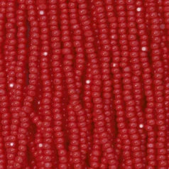 79O11136S Czech Seed Beads, 11, Charlotte – Opaque Red (strung)