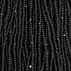 79O11306S Czech Seed Beads, 13 Charlotte – Opaque Black (strung)