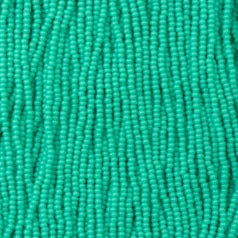 79O1330S Czech Seed Beads,  Opaque Green Turqoise (strung) sz 13
