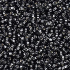79S0816L Czech Seed Beads, 8 Silverlined Grey Square Hole