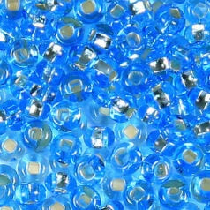 79S0826L Czech Seed Beads, 8 Silverlined Aqua