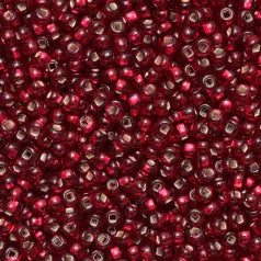 79S0838L Czech Seed Beads, 8 Silverlined Dark Red