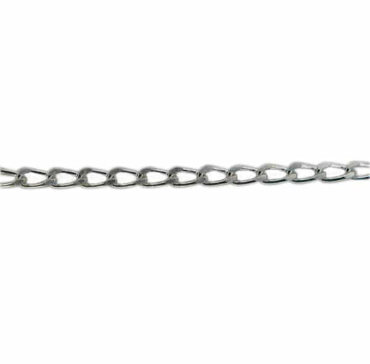 Sterling silver, long curb link (2x1mm width x 0.5 thickness) unfinished chain.