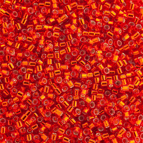 DB10 0043 Miyuki Delica  5.2g Vial Red Orange Silver Lined sz 10