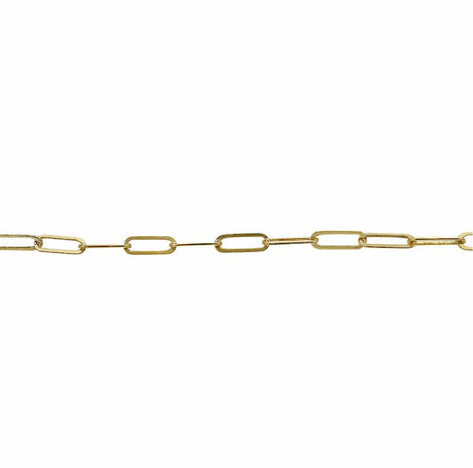 14KT Gold filled, flat paperclip unfinished chain, 2×5.5mm with 0.3mm thickness.