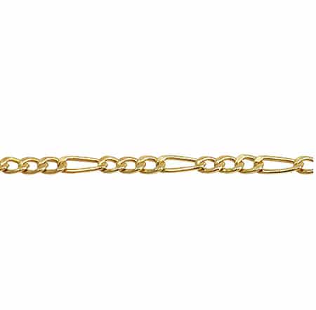 14KT Gold filled unfinished 3 plus 1 Figaro chain, 1.5mm width.