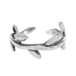 Sterling Silver, adjustable vine toe ring, 6mm width