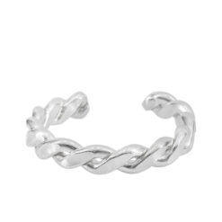Sterling Silver, adjustable twisted rope toe ring, 3mm width