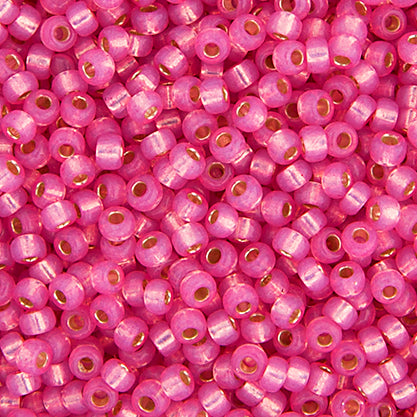 SB11 0556 Miyuki Seed Bead sz 11 Med. Rose Silver Lined Opal Dyed Alabaster
