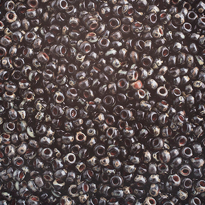 SB11 4511 Miyuki Seed Bead 11 apx. 22g OP. Black Picasso