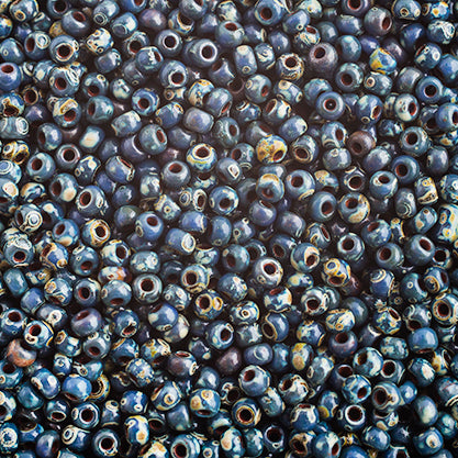 SB11 4516 Miyuki Seed Bead 11 apx. 22g OP. Dk. Teal Picasso