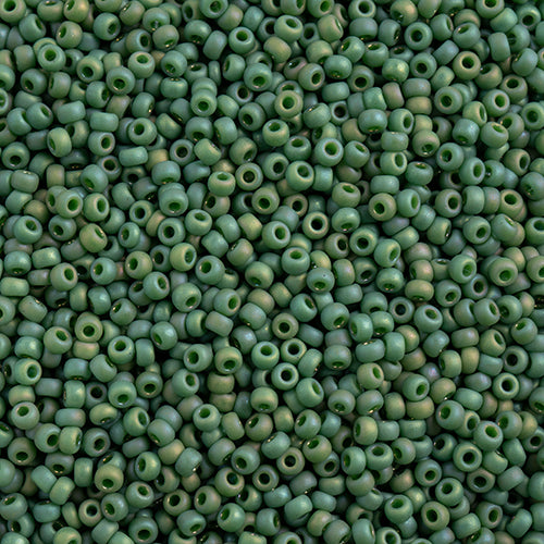 SB11 4699 Miyuki Seed Bead 11 apx 22g Frosted Glazed Rainbow Green Pine Matte AB