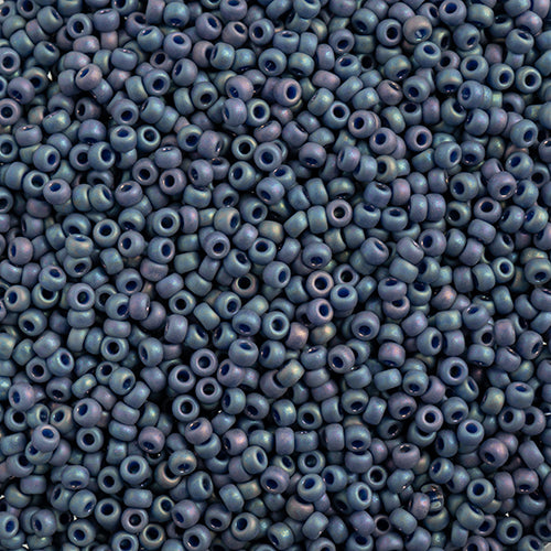 SB11 4703 Miyuki Seed Bead 11 apx 22g Frosted Glazed Rainbow Navy Blue Matte AB