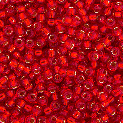 SB15 0010 Miyuki Seed Bead sz 15 Flame Red Silver Lined