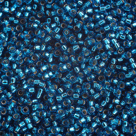 SB15 0025 Miyuki Seed Bead sz 15 Dark Turquoise Silver Lined