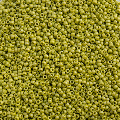 SB15 4697 Miyuki Seed Bead sz 15 Frosted Glazed  Rainbow Green Lime Matte AB