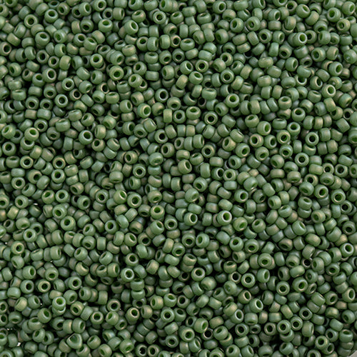 SB15 4700 Miyuki Seed Bead sz 15 Frosted Glazed Rainbow Green Emerald Matte AB