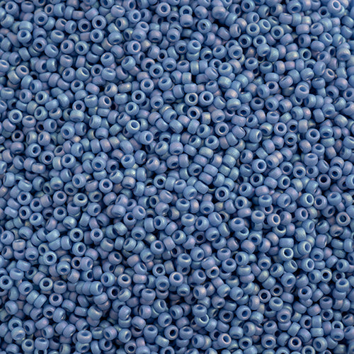 SB15 4704 Miyuki Seed Bead sz 15 Frosted Glazed  Rainbow Blue Sapphire Matte AB